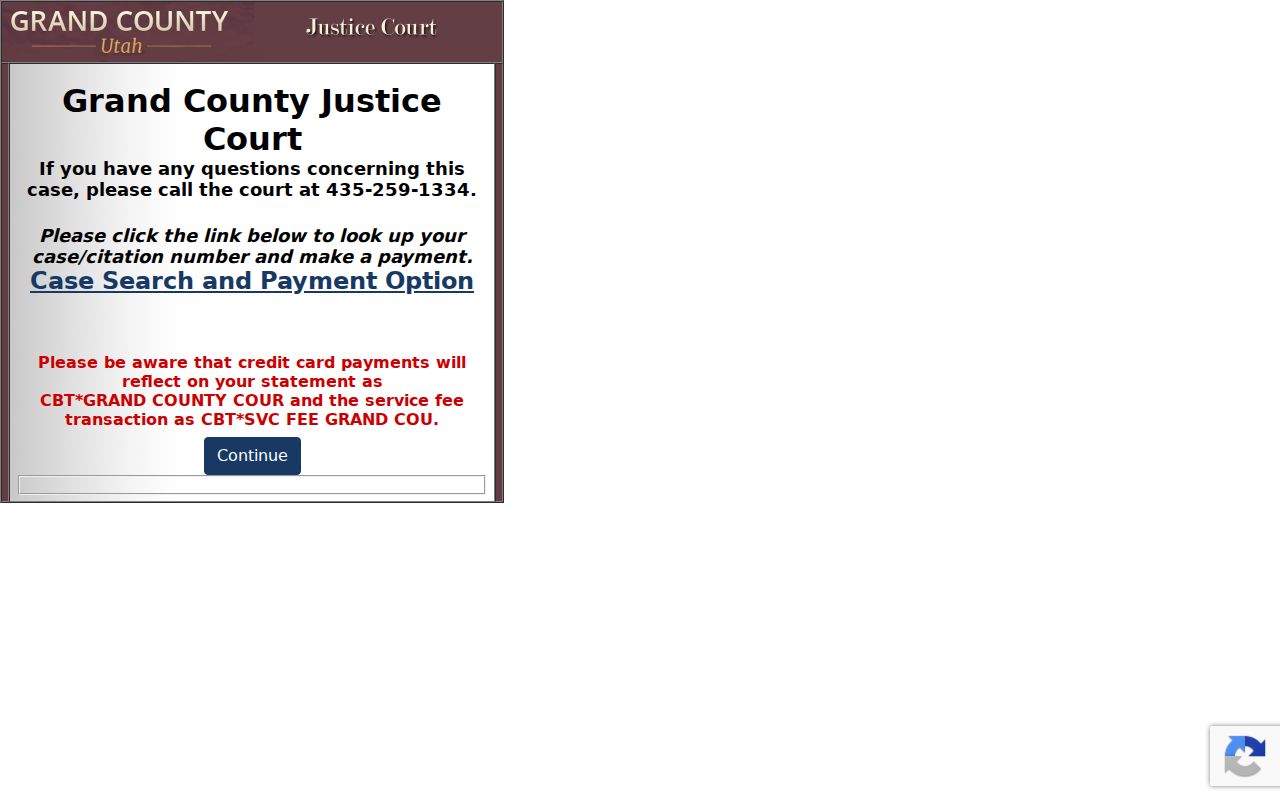 Grand County traffic court secure payment portal fields