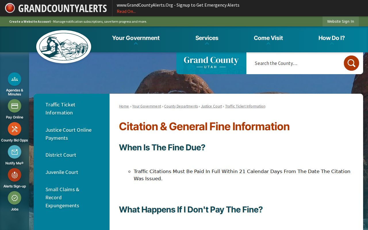 Grand County traffic court payment deadlines and routes