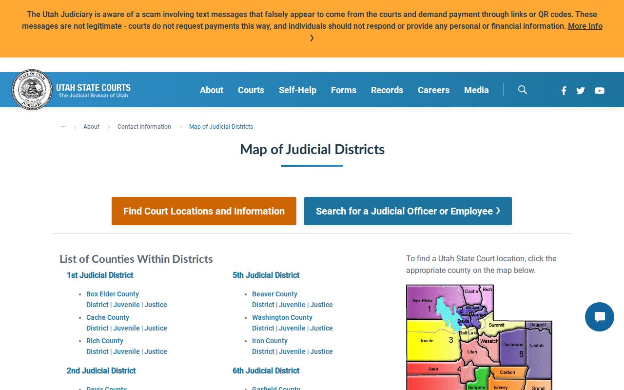 Grand County court docket location in Utah Judicial District Seven