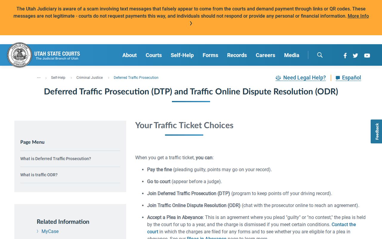Grand County traffic court deferred prosecution and ODR choice screen