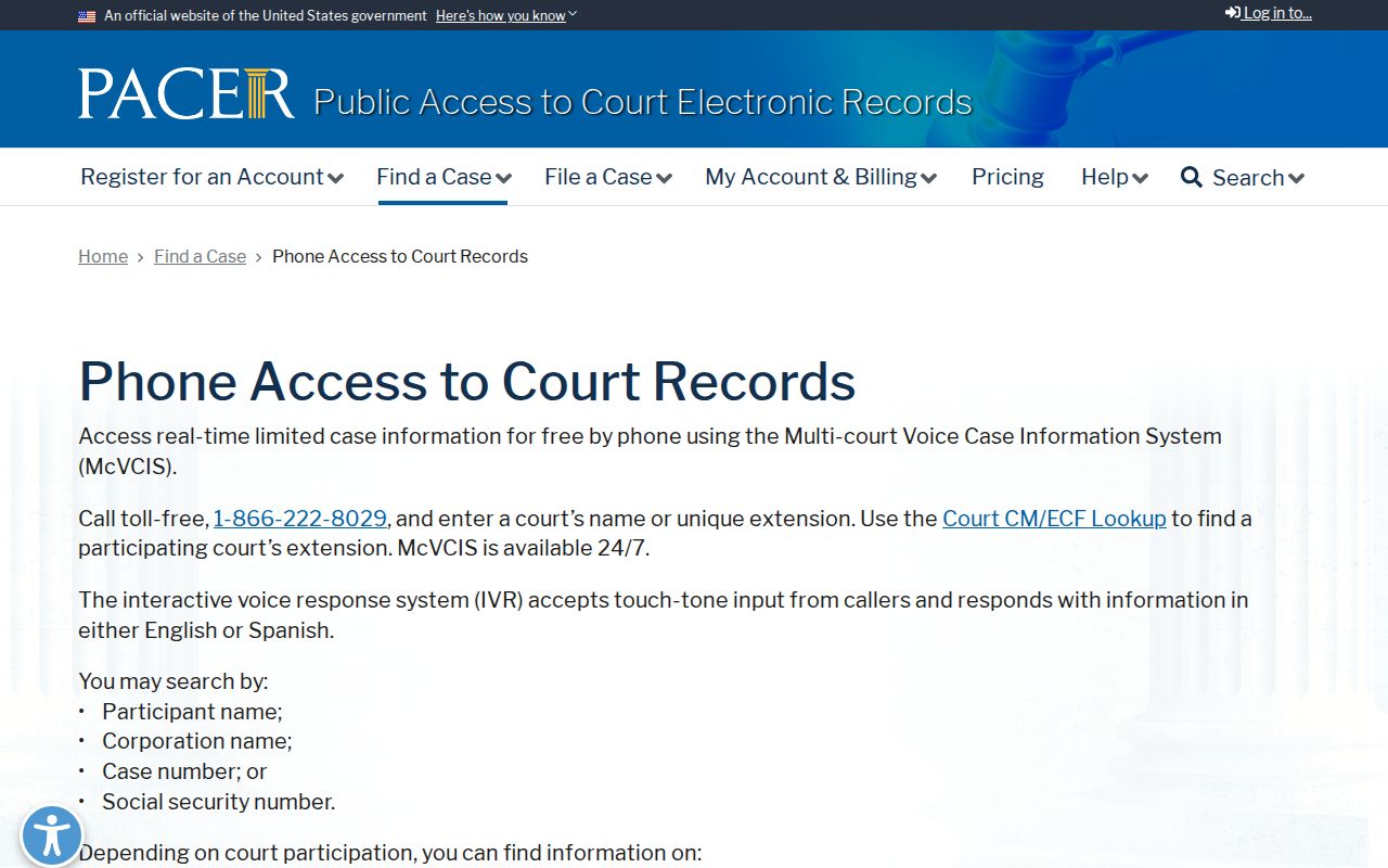 Grand County federal court docket phone search instructions
